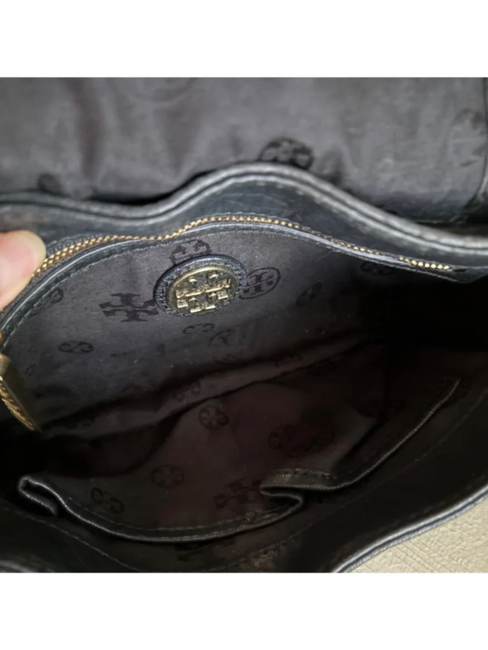 Tory Burch Parkan Crossbody Black Pebbled Handbag